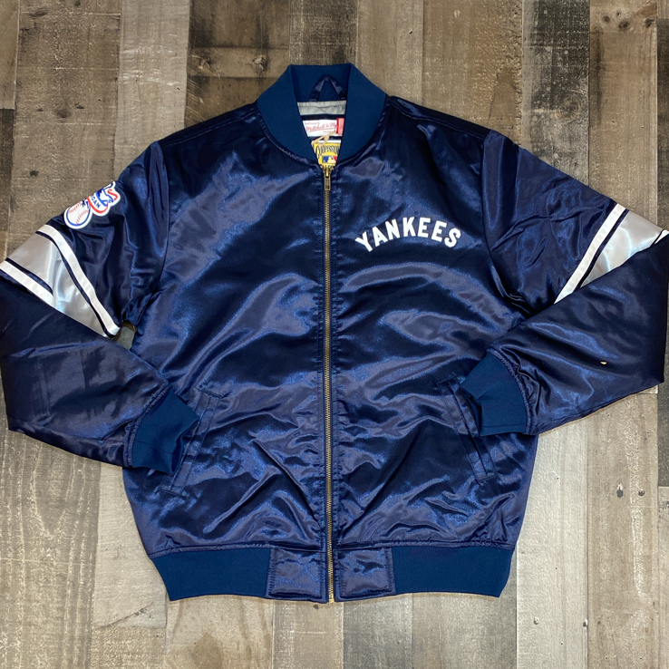New York Yankees MLB Men's Mitchell & Ness Front Snap Satin Jacket MSRP $  140.00