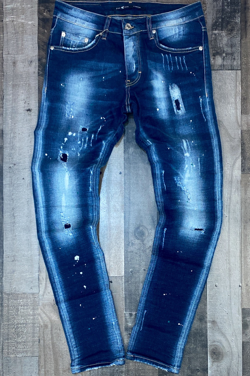 7th hvn- paint splattered denim jeans (white / green)