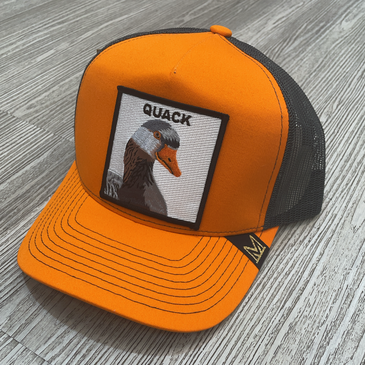 MV Dad Hats- quack trucker hat (orange/grey)