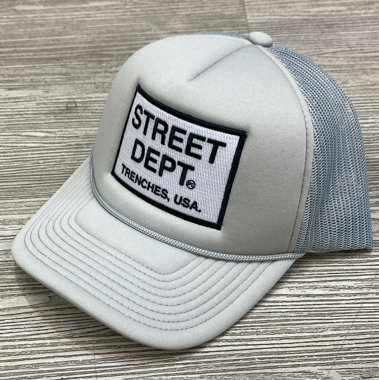Planet of the grapes- street dept trucker hat (gray)