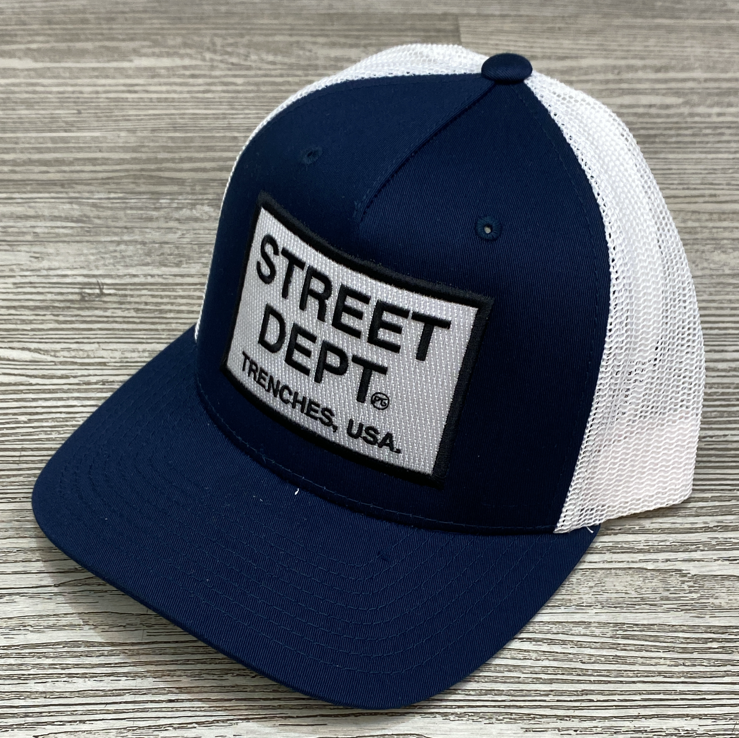 Planet of the grapes- street dept trucker hat (navy/white)