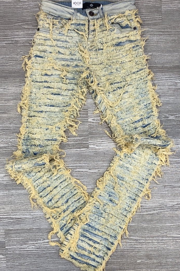 Focus- heavy rip & distressed stacked jeans(vintage)