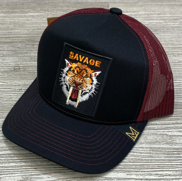 MV Dad Hats- savage trucker hat (black/burgundy)