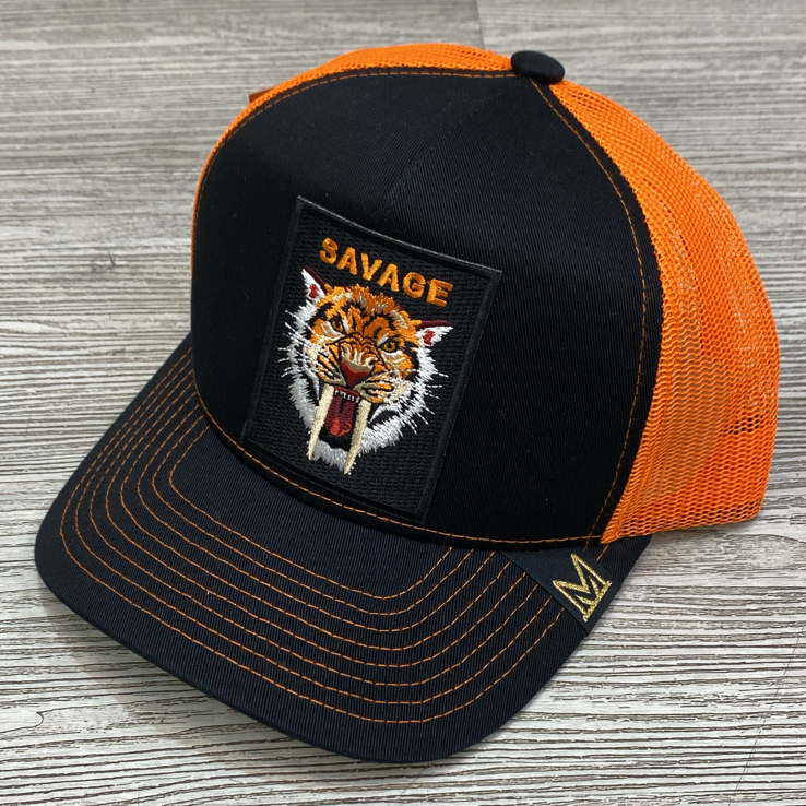 MV Dad Hats- savage trucker hat (black/orange)