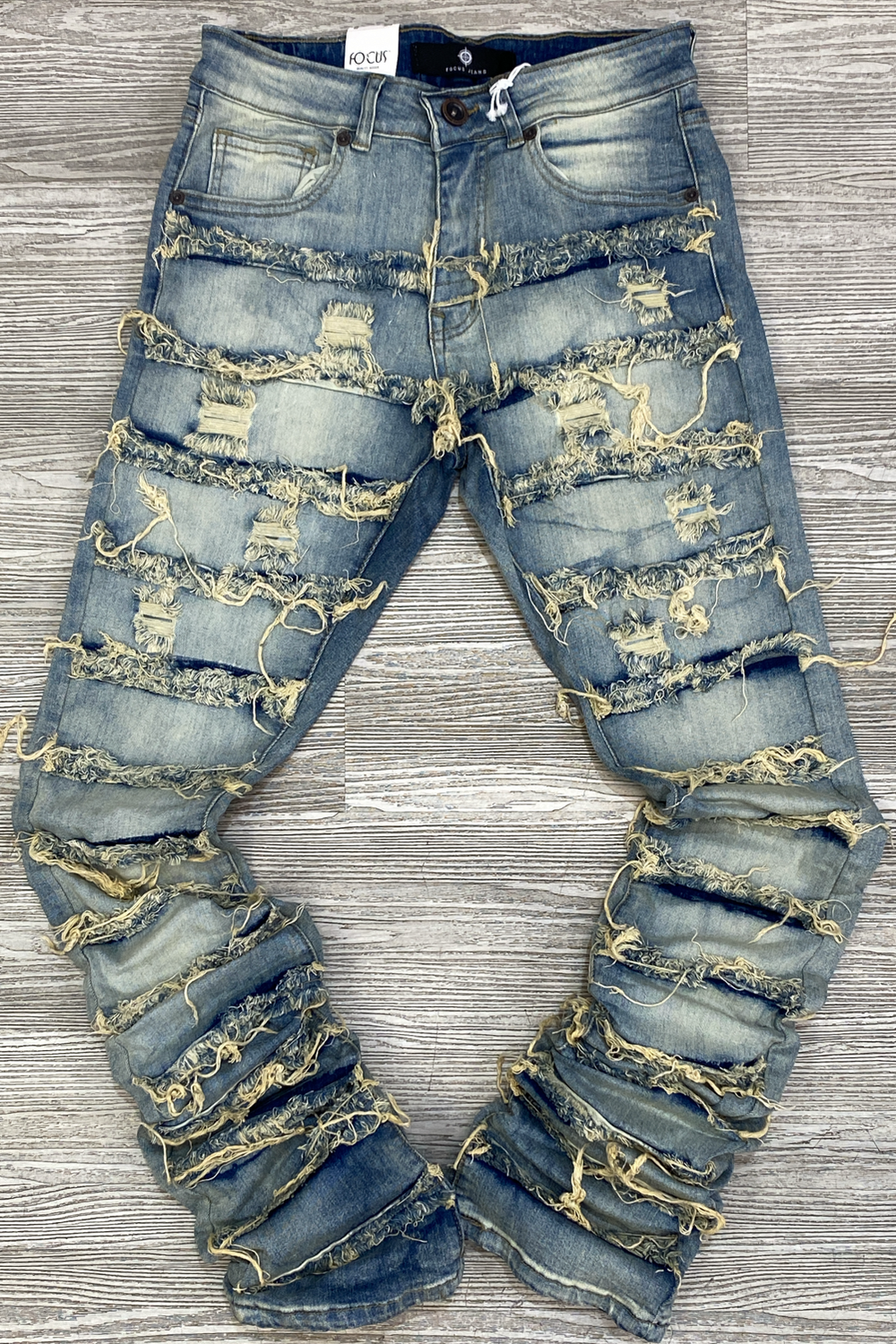 Focus- ripped stacked denim jeans (dark vintage)