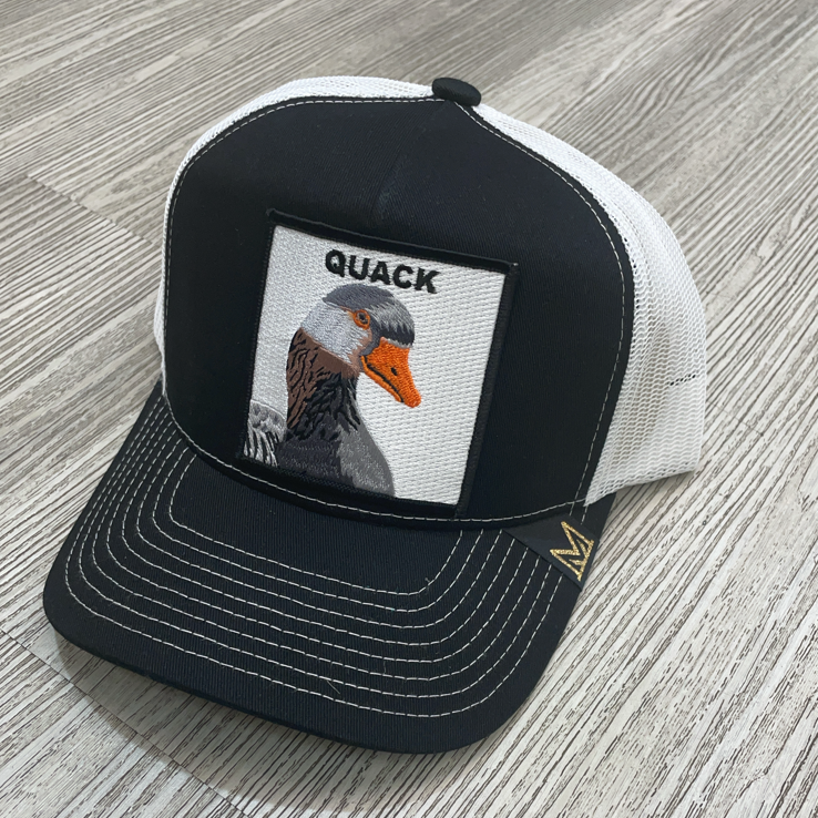 MV Dad Hats- quack trucker hat (black/white)
