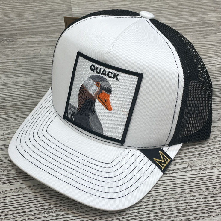MV Dad Hats- quack trucker hat (white/black)