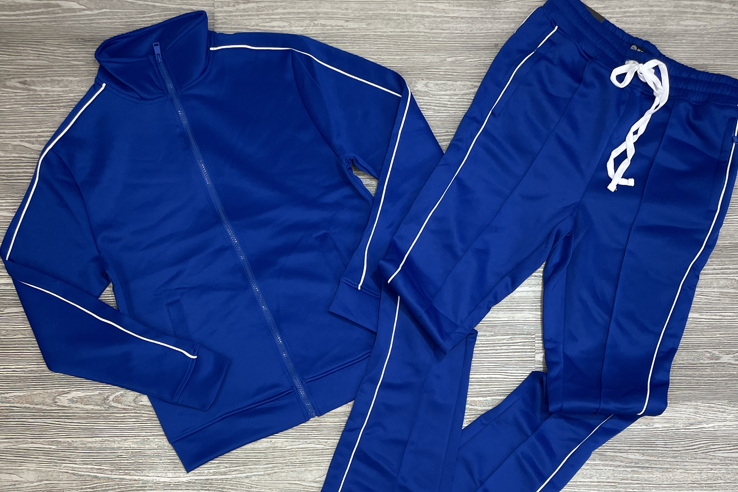 Rebel minds -Piping stacked track suit set(royal blue)