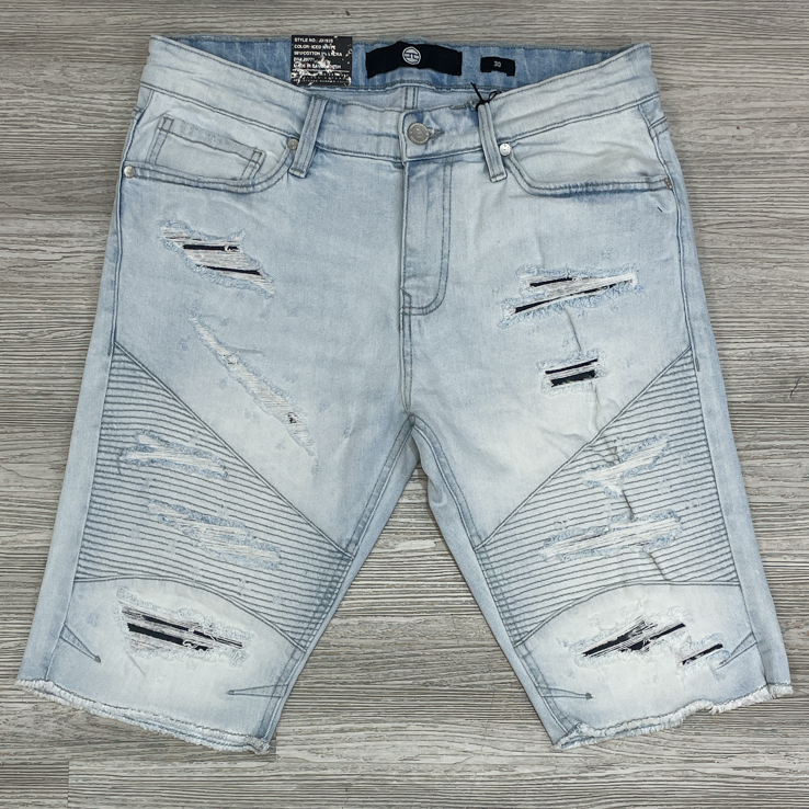 Jordan Craig -moto shredded shorts (ice blue)