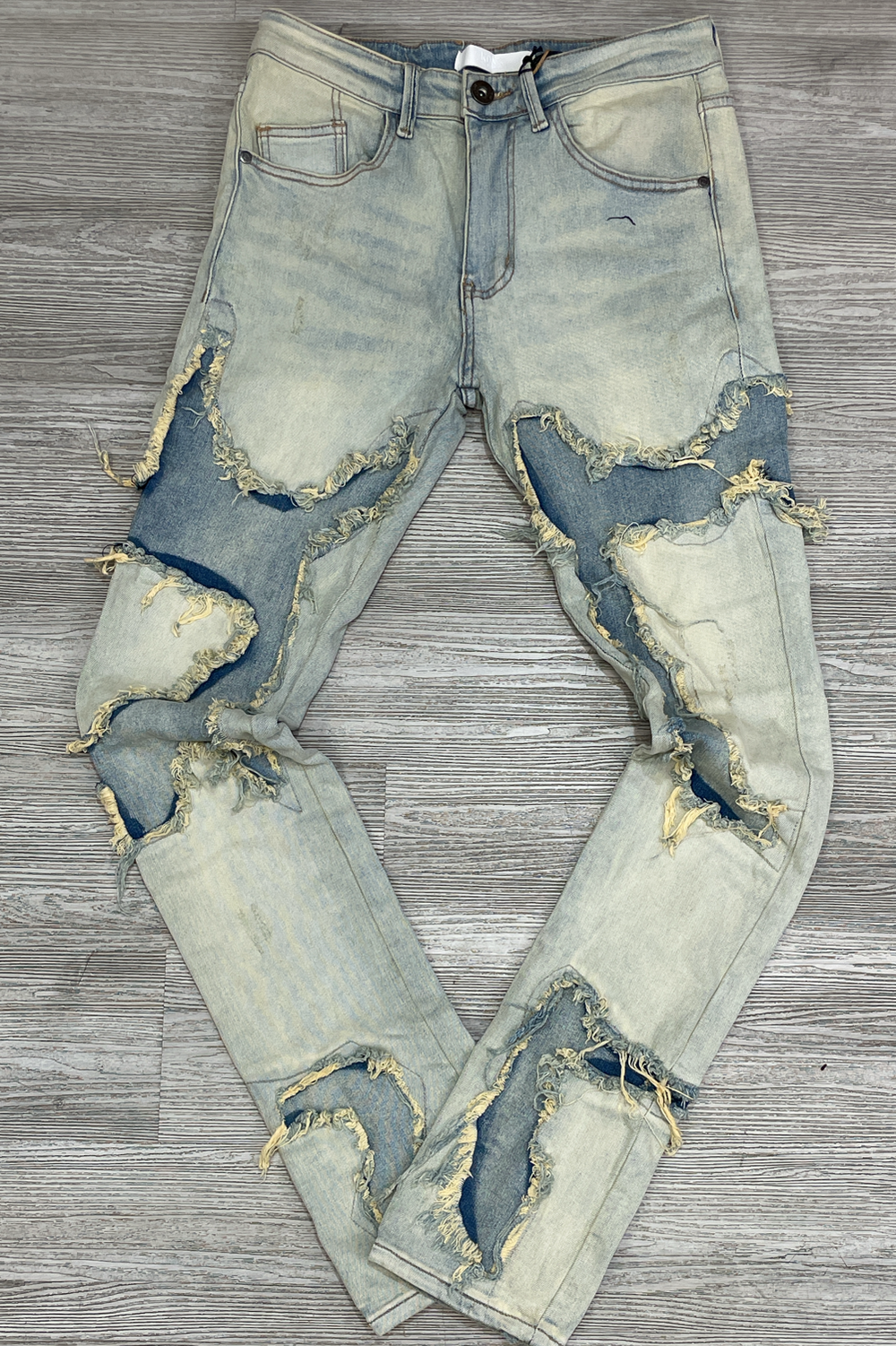 KDNK - patch jeans stacked (blue)