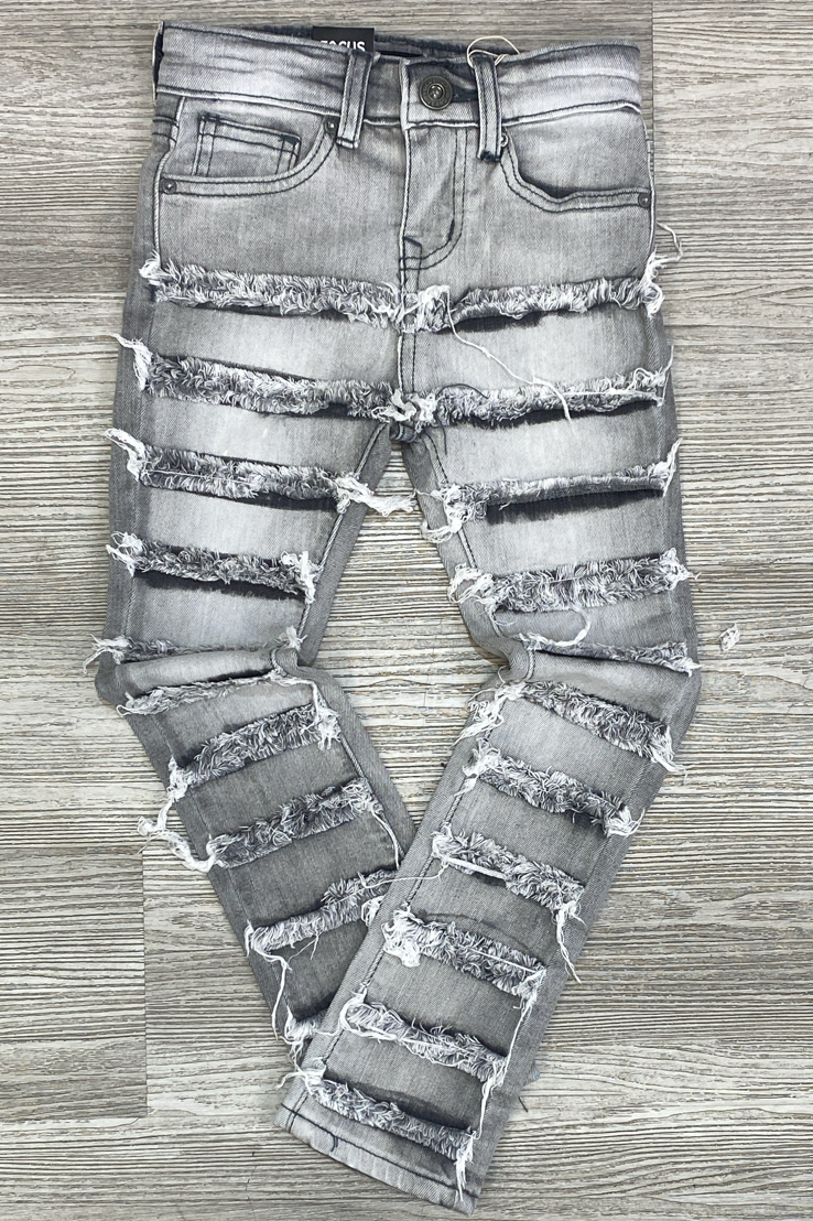 Focus- ripped stack denim jeans (grey)(kids)