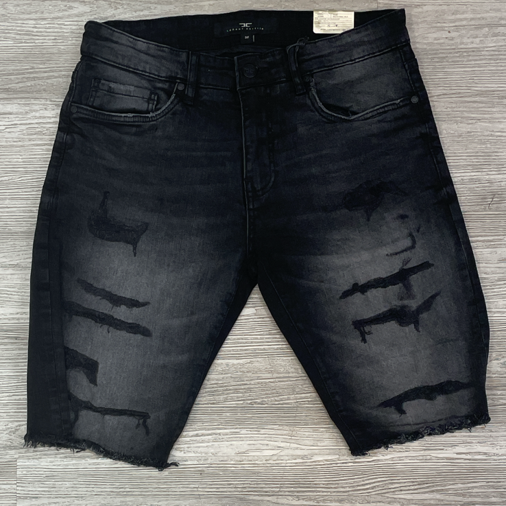 Jordan Craig - shredded jean shorts (black washed)