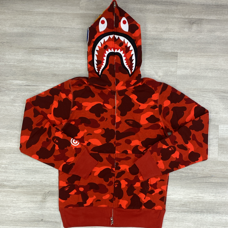 
                  
                    A Bathing Ape- camo shark full zip up hoodie (red)
                  
                