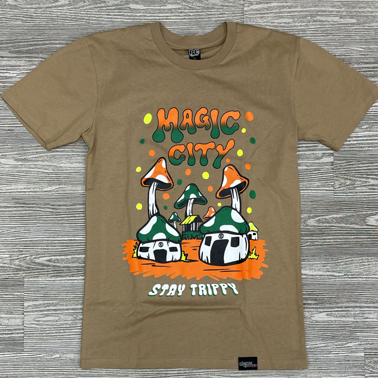 Planet of the grapes- magic ss tee (tan)
