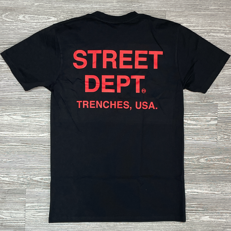 
                  
                    Planet of the grapes- street dept. ss tee (black/red)
                  
                