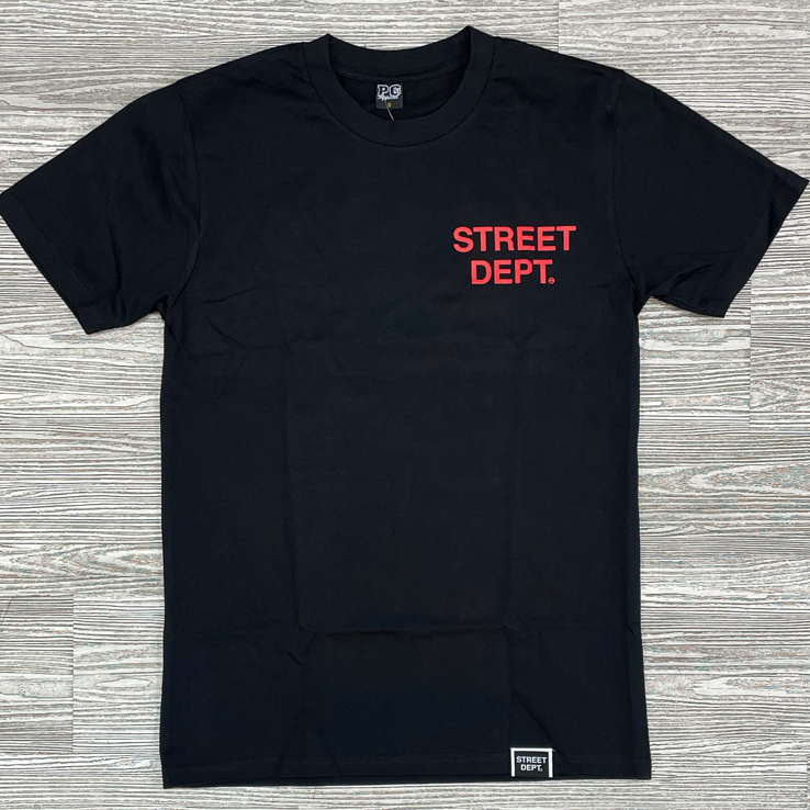 
                  
                    Planet of the grapes- street dept. ss tee (black/red)
                  
                