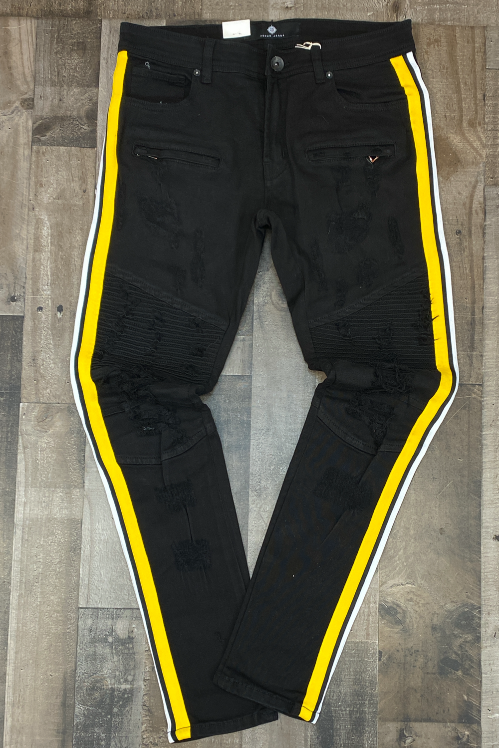 Focus- striped jeans (black/yellow)