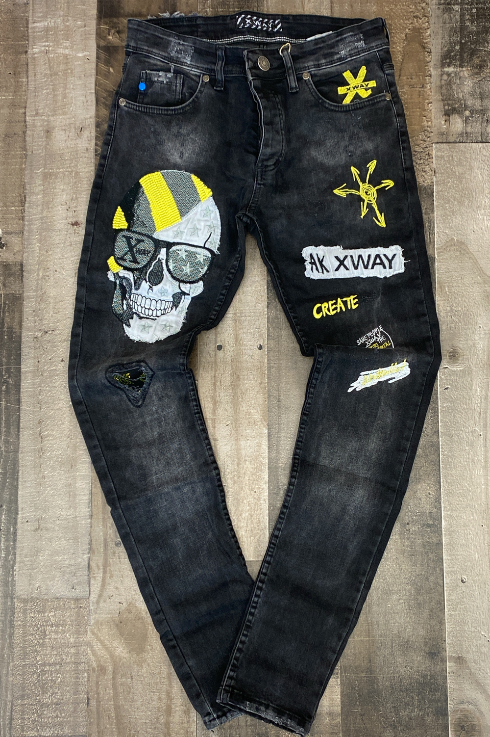 X Way- xway skull jeans (black wash)