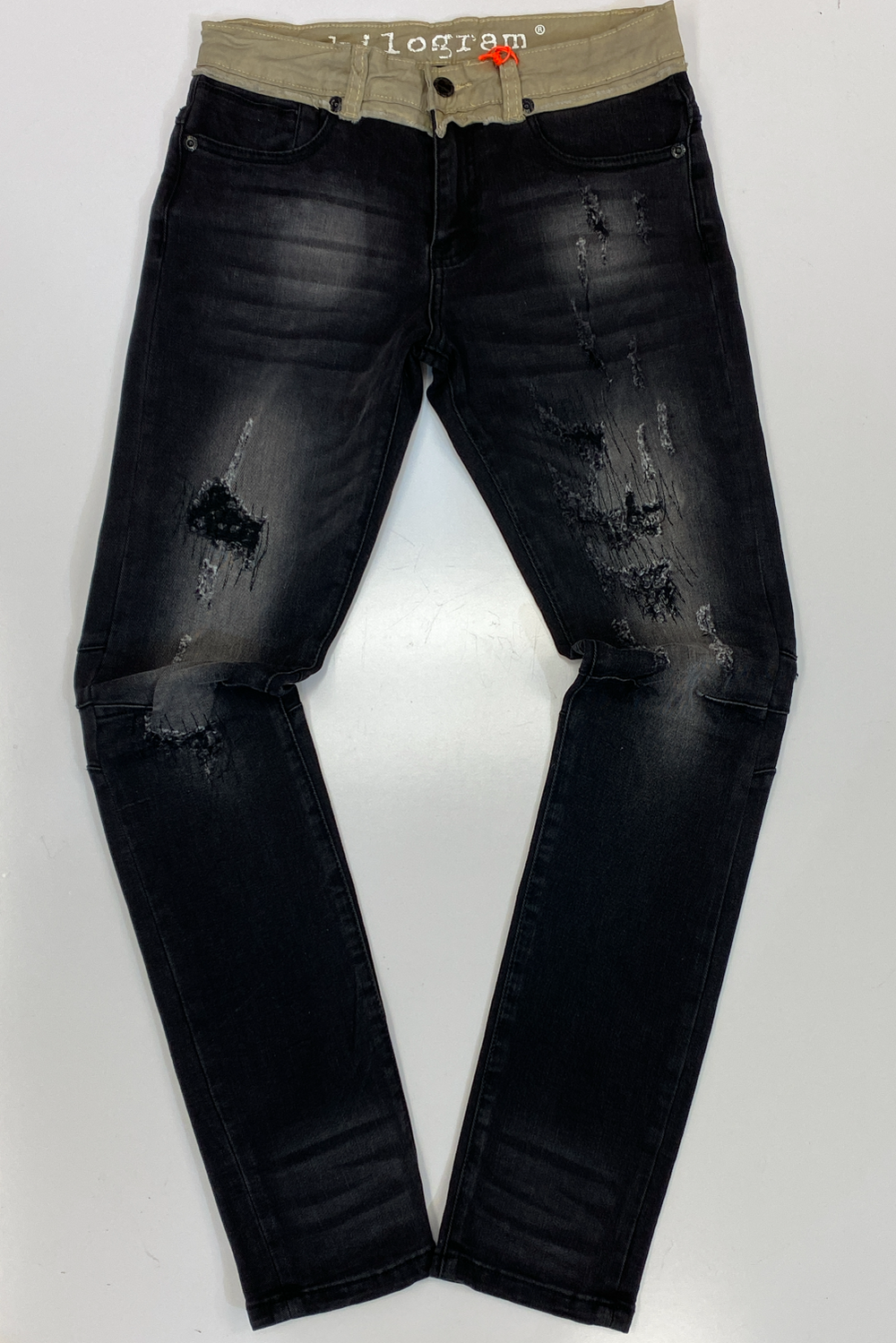 Kilogram- twill contrast biker jeans