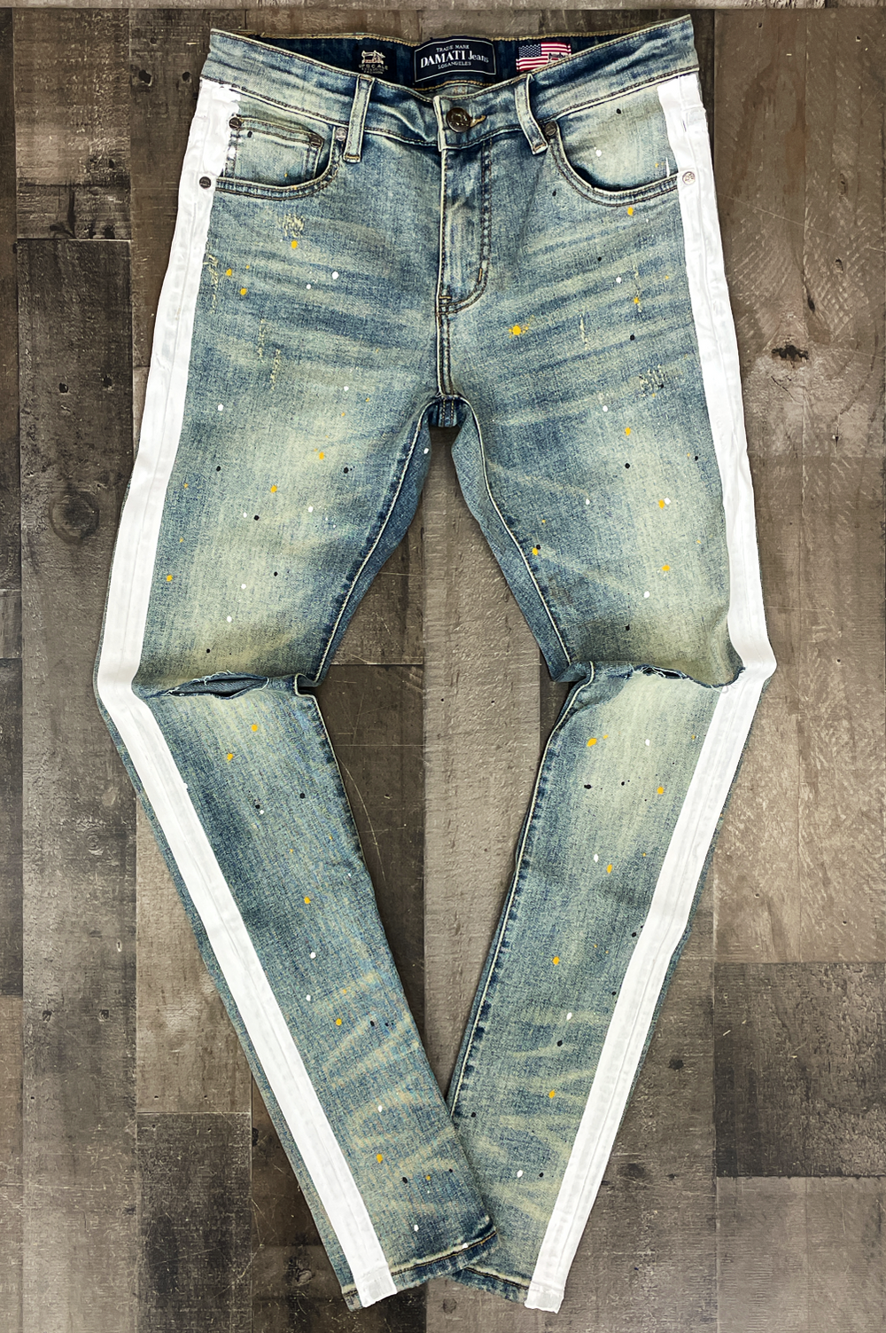 Damati- splatter paint w/ white stripe jeans