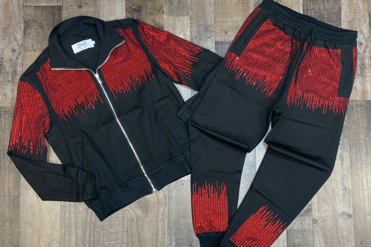 Dna Premium Wear- studded tracksuit (black/red)