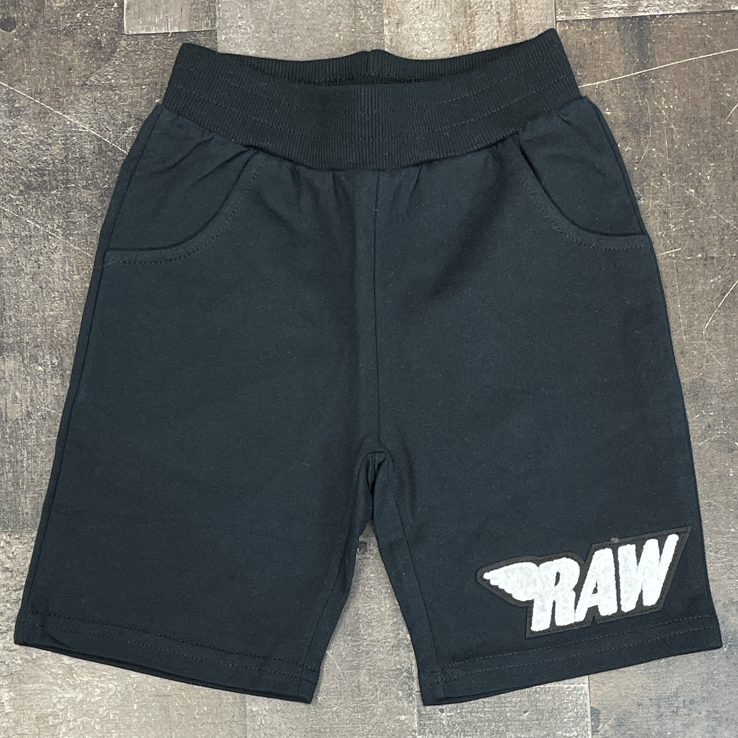 Rawyalty- raw chenille patch shorts (black/white) (kids)