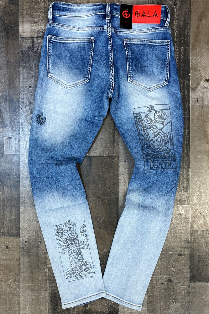 
                  
                    Gala- blue graphic jeans
                  
                