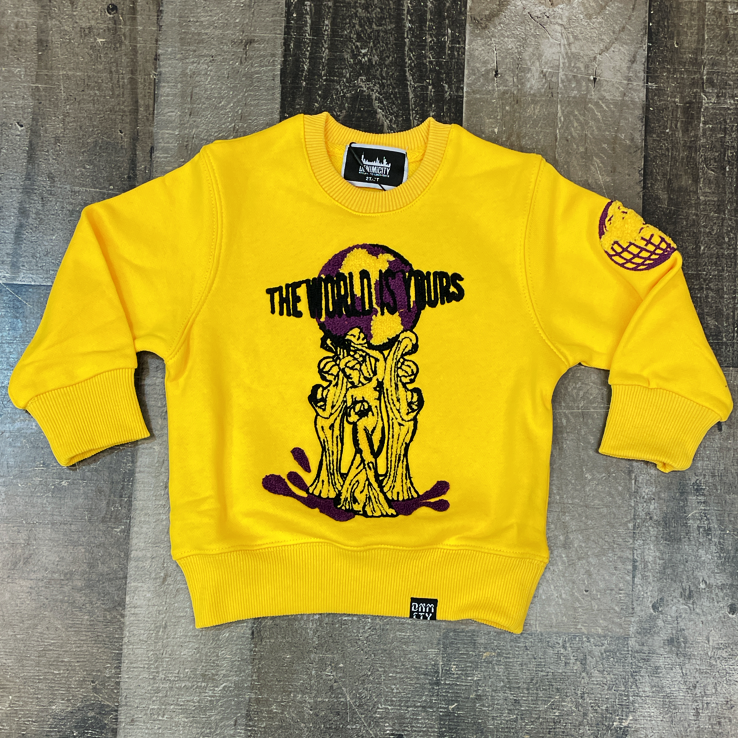 DENIMiCITY- the world is yours crewneck (yellow) kids
