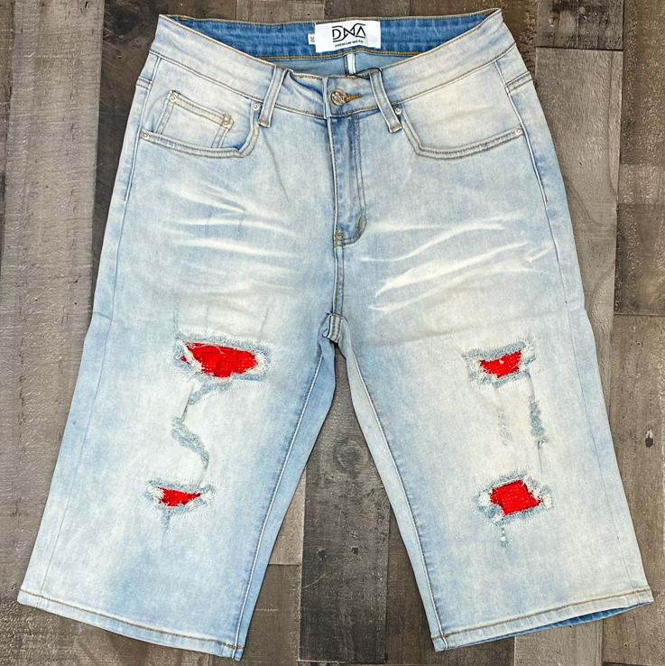 Dna Premium Wear- studded color patch shorts (blue/red)
