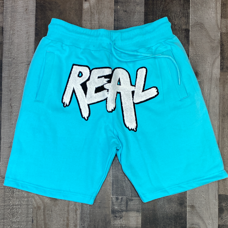 Rawyalty-real chenille patch shorts (teal)