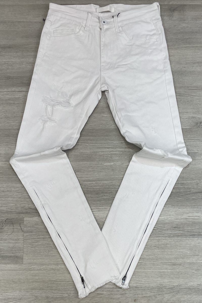 KDNK - ankle zippered skinny flare jeans (white) – Major Key Clothing Shop