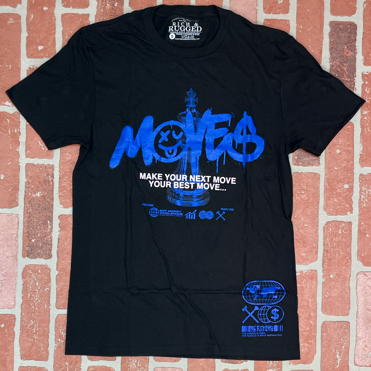 Rich & Rugged- moves ss tee (black/blue)