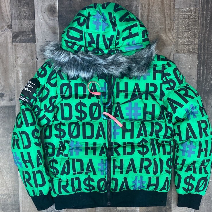 Hard Soda- worded bubble jacket (green)