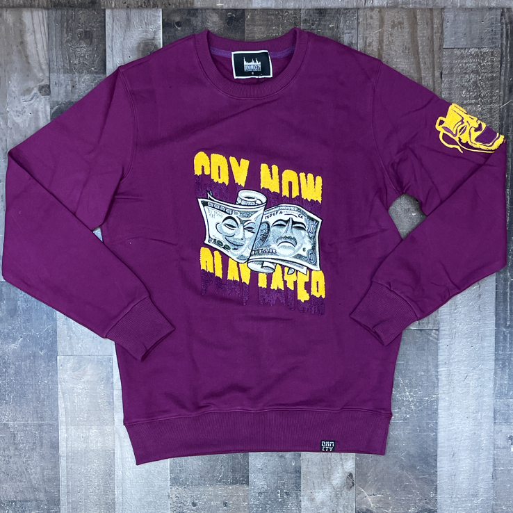DENIMiCITY- cry now play later crewneck (purple)