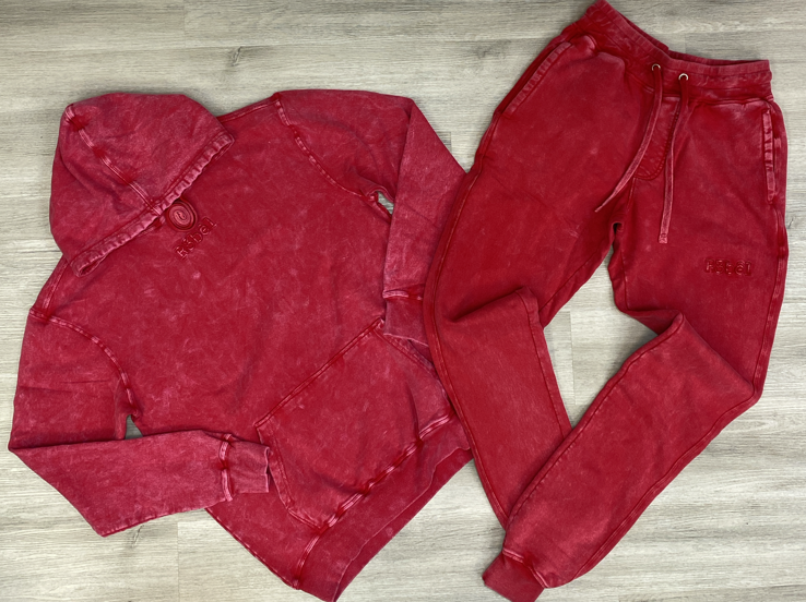 Rebel- Acid washed sweatsuit (red)