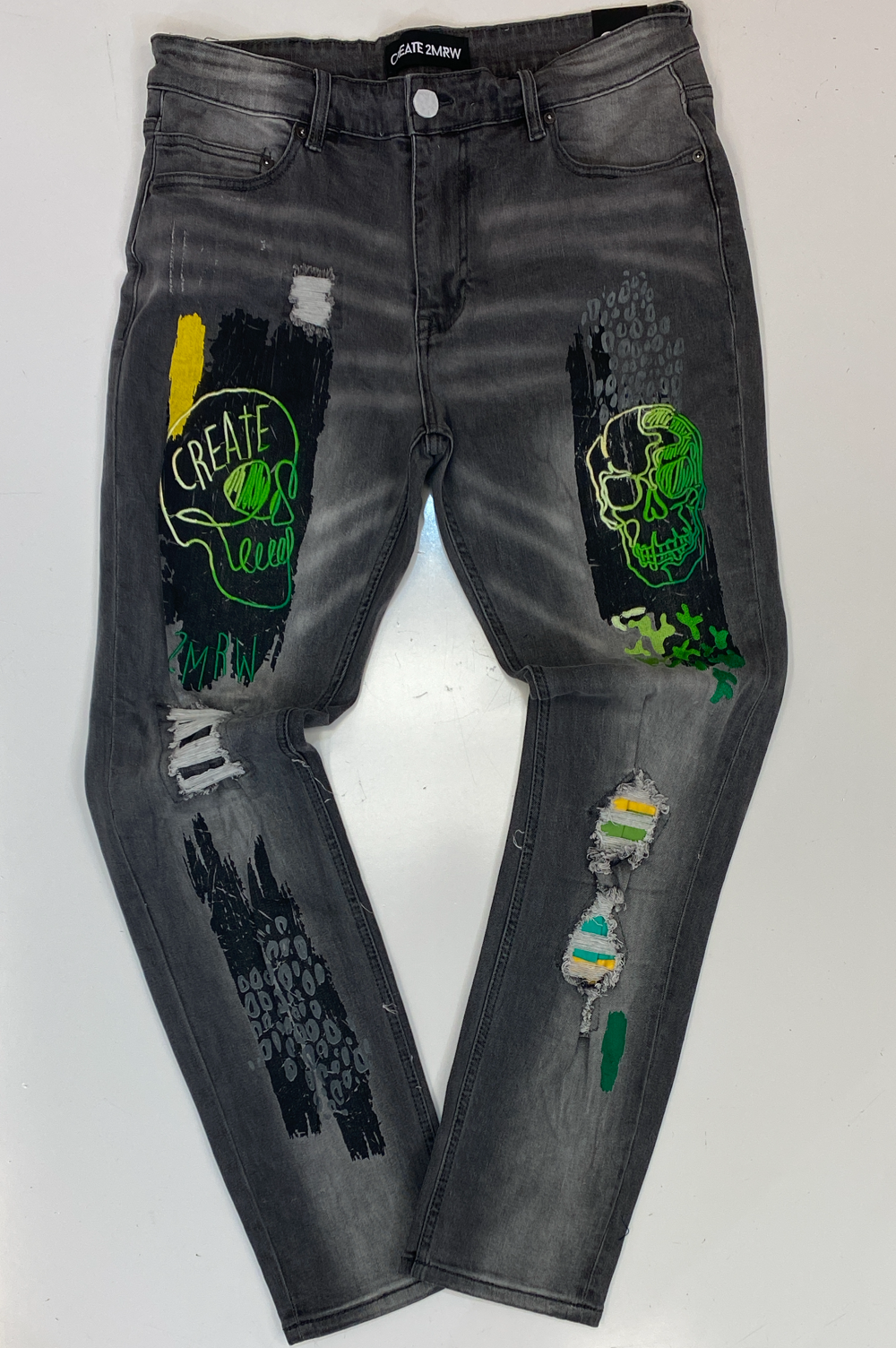 Create Tmrw- scribble skull jeans