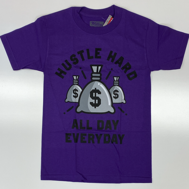 Million dolla motive- hustle hard ss tee (purple)