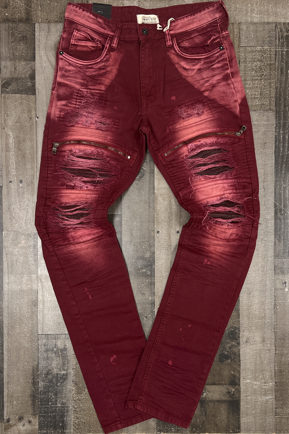 Smoke  Rise - burgundy zip jeans
