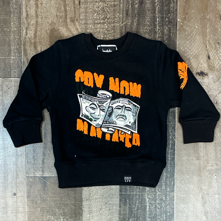 DENIMiCITY- cry now play later crewneck (black) kids