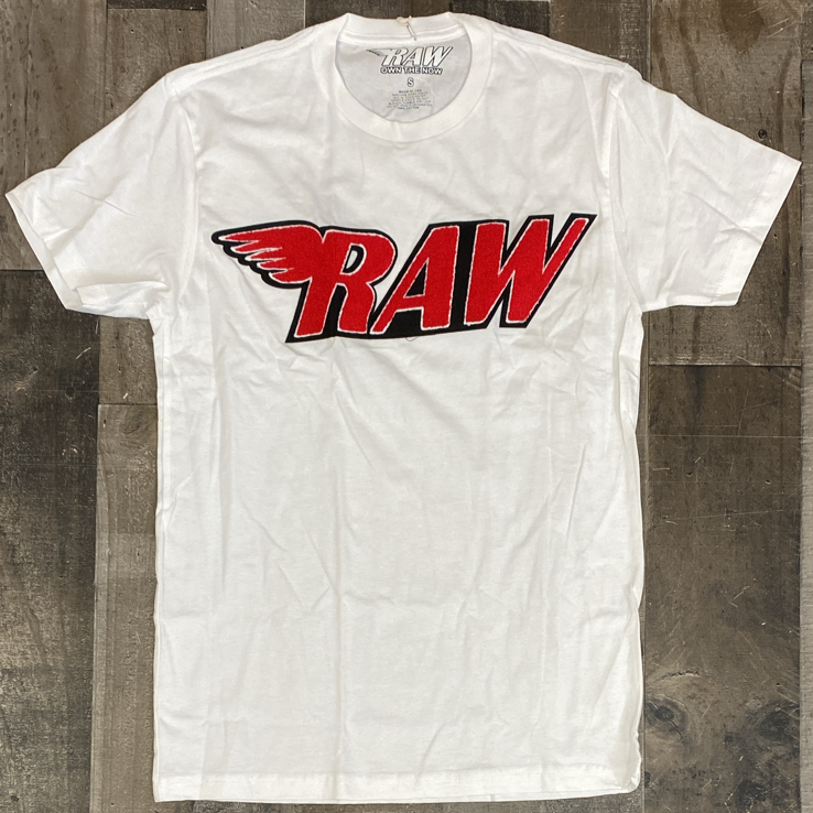 Rawyalty- raw chenille patch ss tee (white/red)