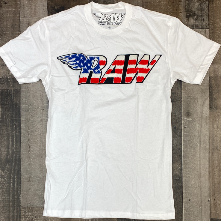 Rawyalty- USA raw chenille patch ss tee (white)