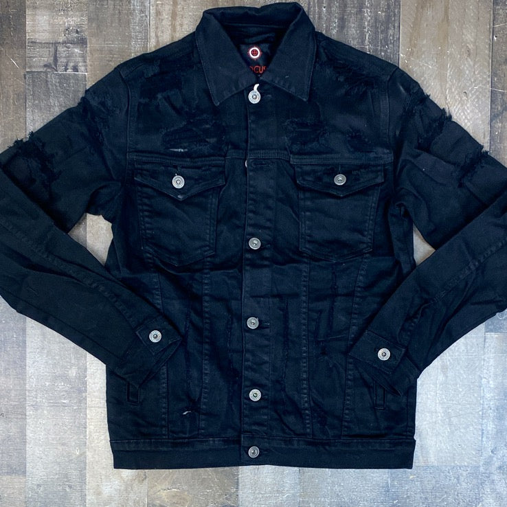 Focus- rip & repair denim jacket (black)