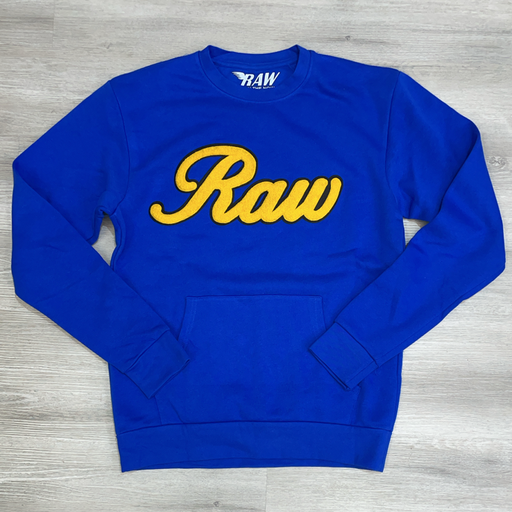 Rawyalty - cursive raw crewneck (blue)