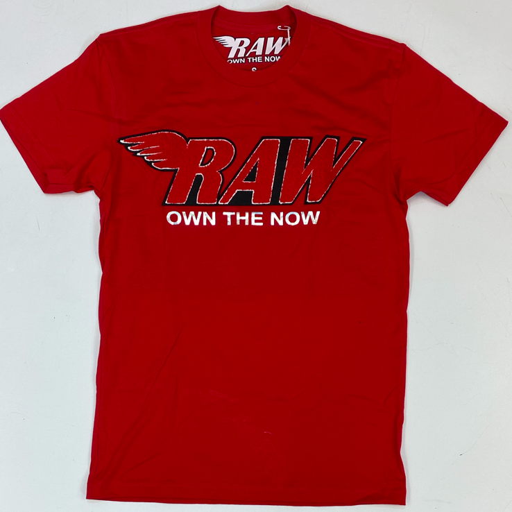Rawyalty-raw chenille patch ss tee (red/silver)