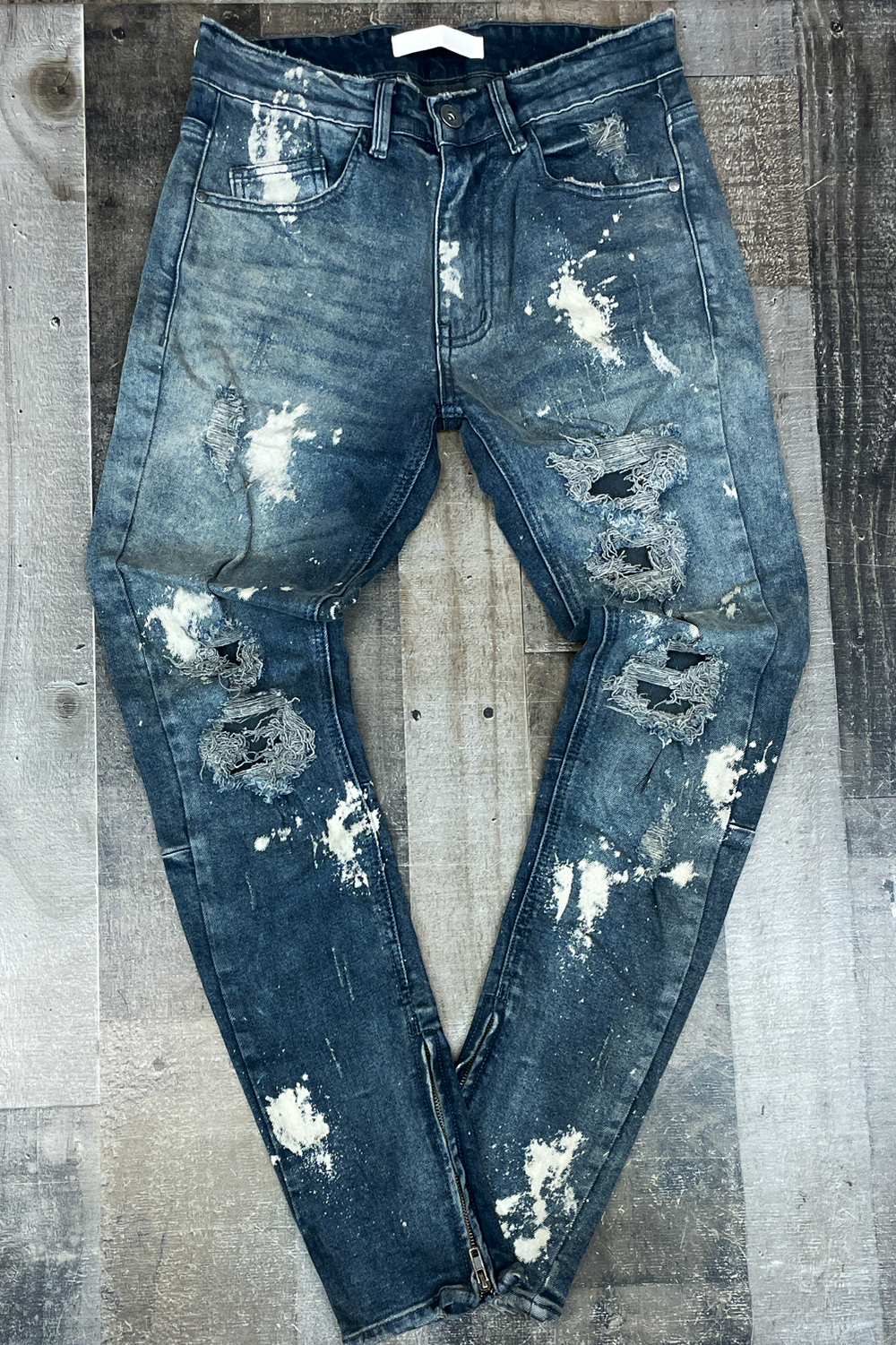 KDNK- bleached ankle zip jeans