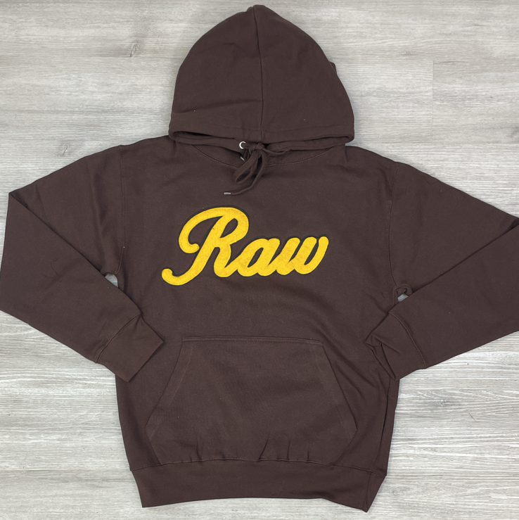 Rawyalty - cursive raw hoodie (brown/yellow)