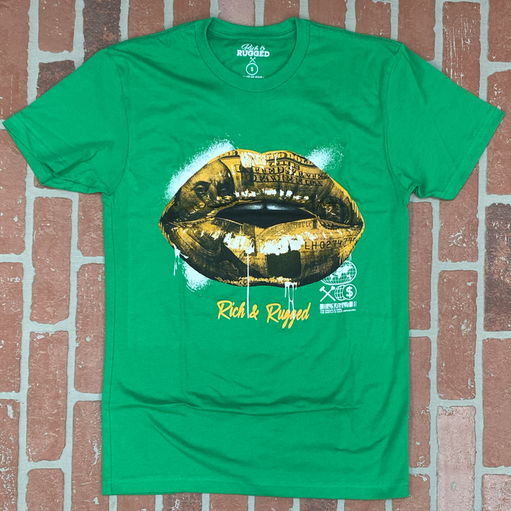 Rich & Rugged- drip lips ss tee (green/yellow)