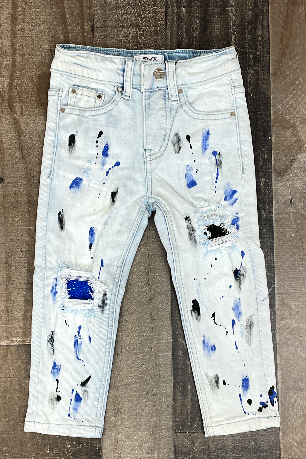 DNA Premium Wear- blue/black painted spot jeans (kids)