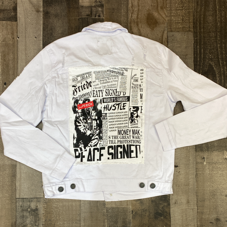 
                  
                    Spark- self made newspaper jacket (white)
                  
                