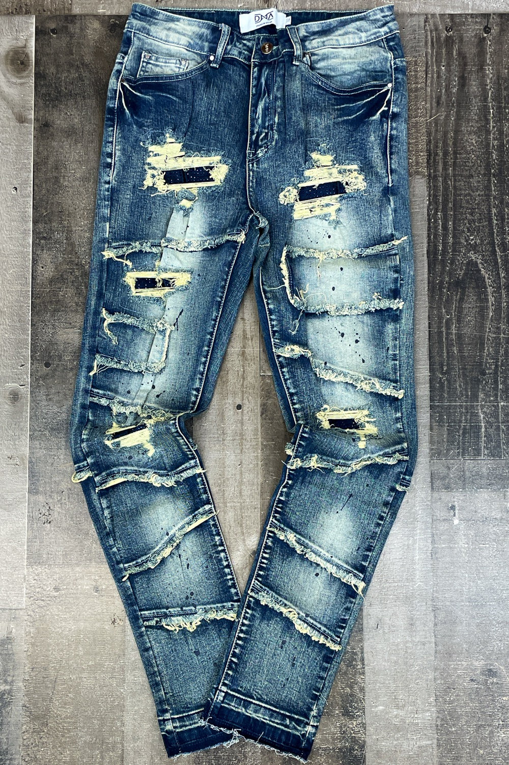 Dna Premium Wear- shredded studded jeans